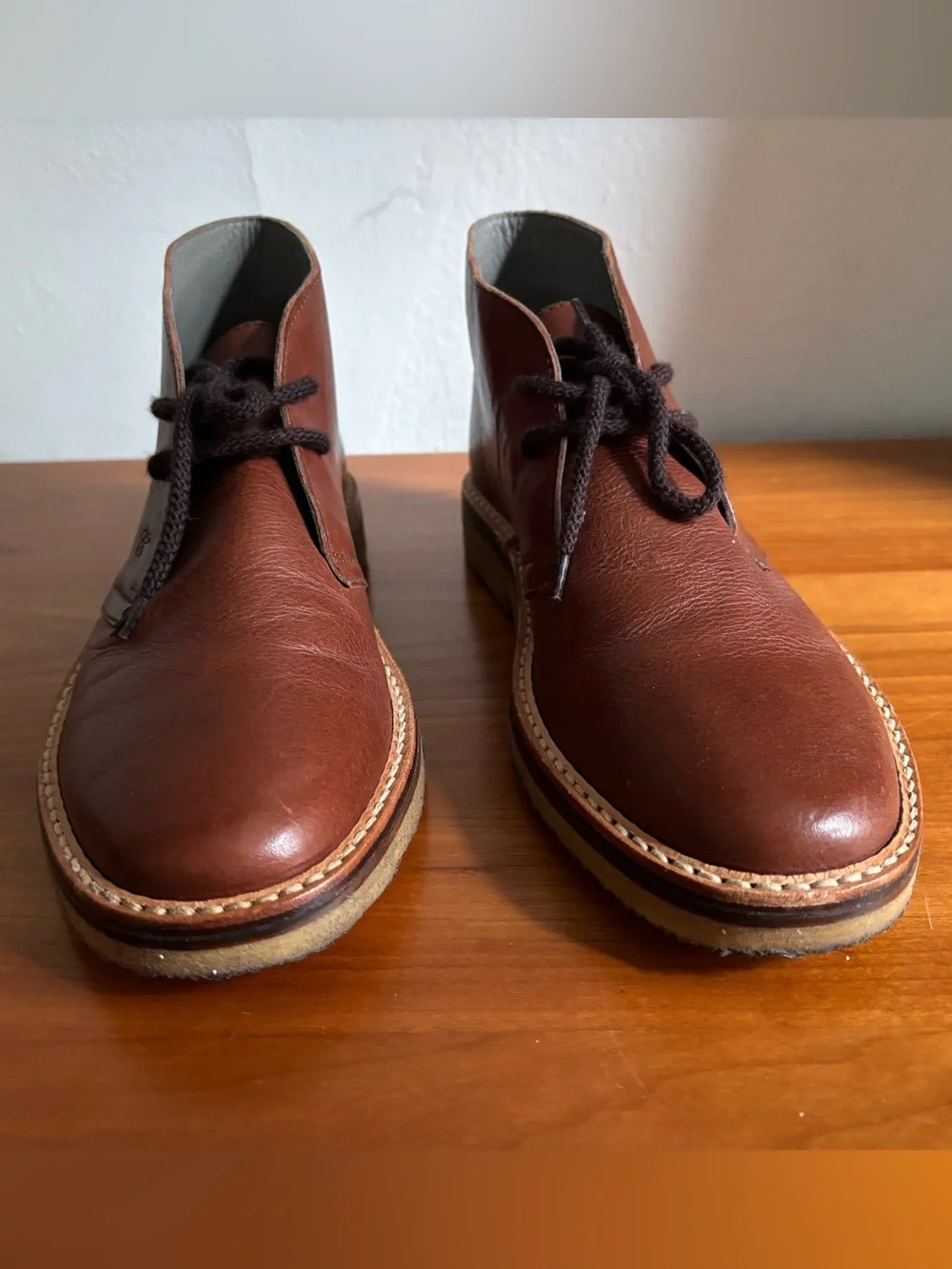 Canali Light Brown Leather Men's Chukka Boots Made in Italy Size 41